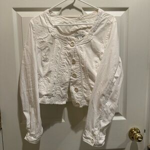 White House Black Market Ivory Button-Up Jacket